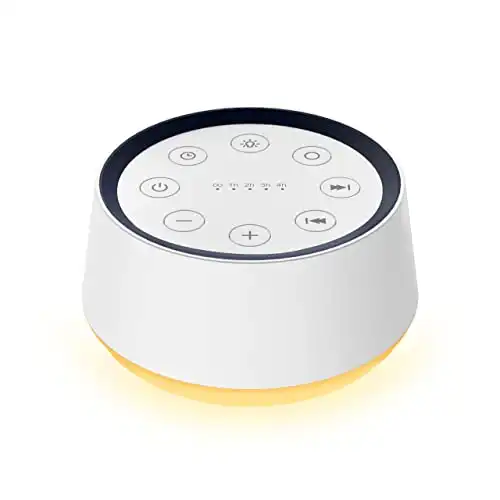 Brown Noise Sound Machine with 30 Soothing Sounds 12 Colors Night Light White Noise Machine for Adults Baby Kids Sleep Machines Memory Function 36 Volume Levels 5 Timers for Home Office Travel (White)