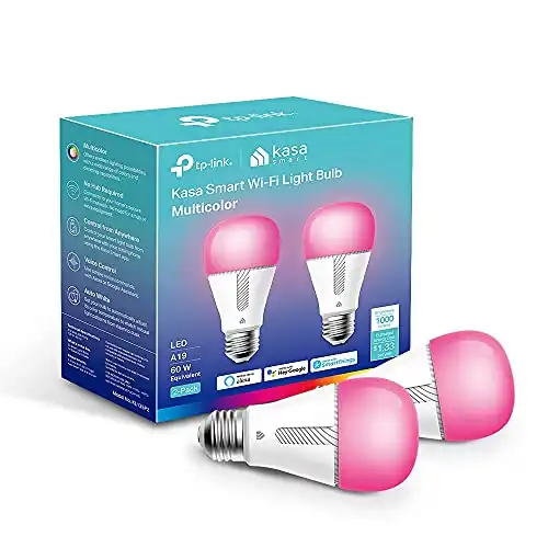 Kasa Smart Bulb, 1000 Lumens Full Color Changing Dimmable Smart WiFi Light Bulb Compatible with Alexa and Google Home,